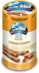 White Castle Luxury Cream Wafers Chocolate Hazelnut Tin 300g